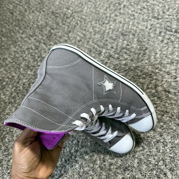 Converse One Star Shoes Womens 8.5 High Top Retro Gray Purple Classic Sneakers - Picture 3 of 8